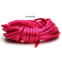 4-20 Metres Cerise Pink Rattail Silky Satin Cord 2mm ~ Ideal For Kumihimo, Macrame, Braiding & Shamballa Designs ~ Craft Essentials